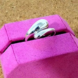 Women's Adjustable Sterling Silver Wrap Ring Dainty Minimalist Modern Simple